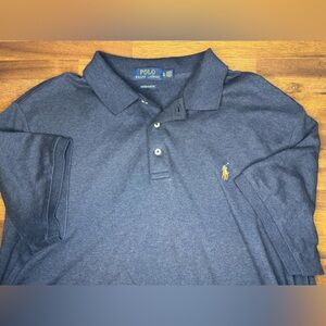 Ralph Lauren Mens Custom Slim Fit Navy Polo with Colored Pony Logo, XL